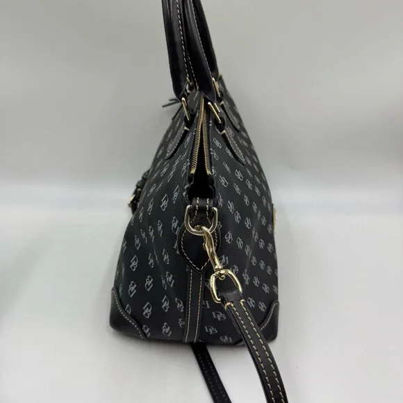 Dooney & Bourke Black and White Monogram Satchel - Picture 4 of 10